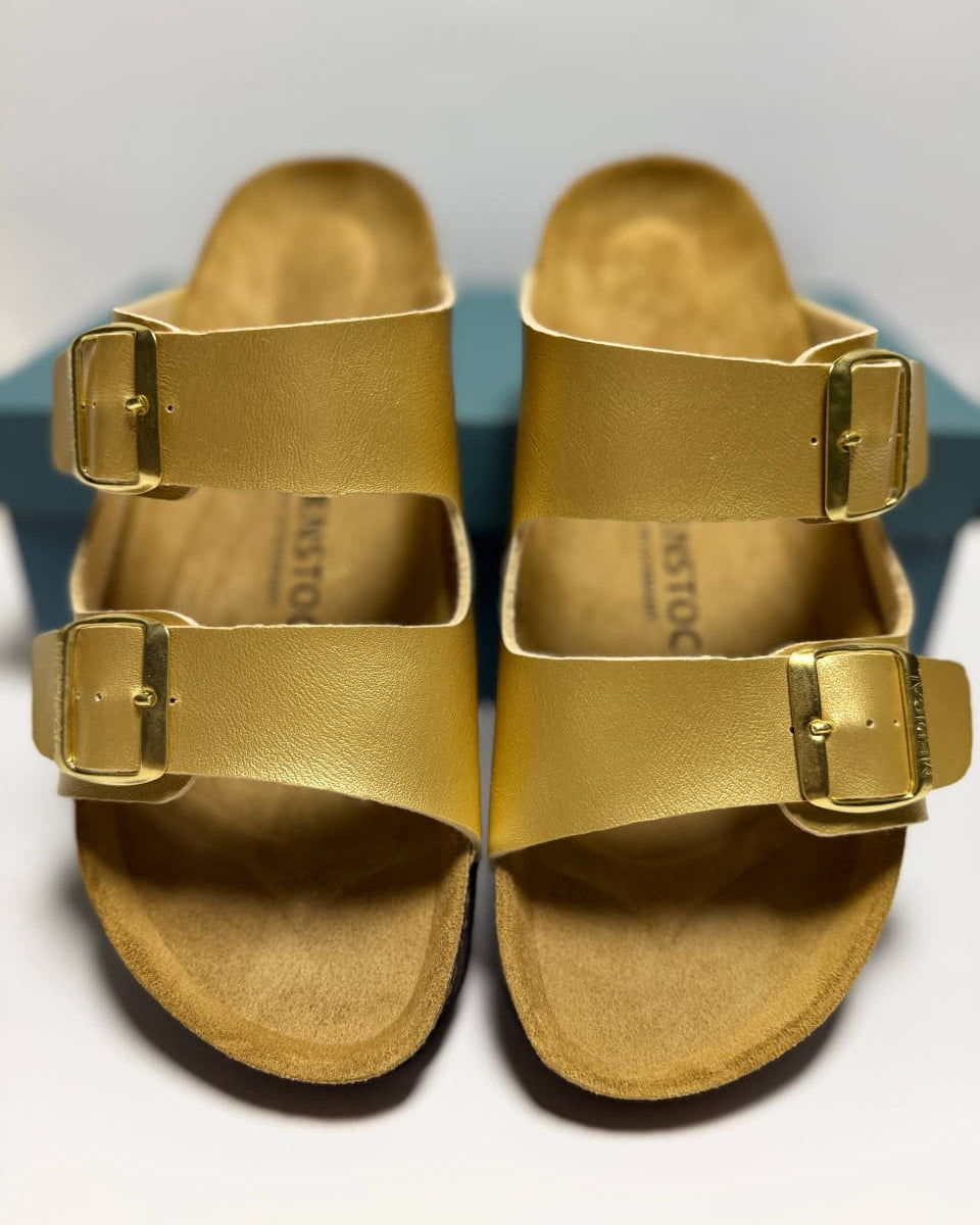 Sandales deux ceintures doree ( cuir)